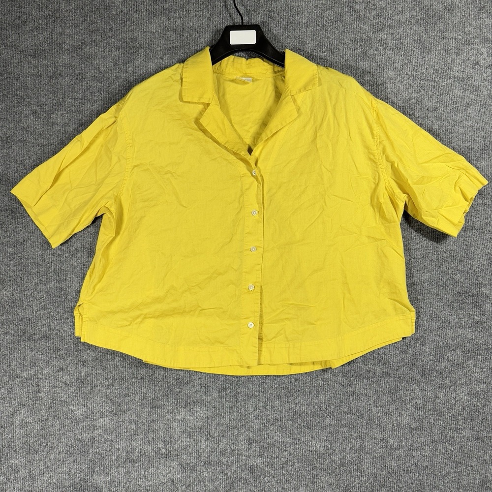 Soma‎ Jersey Knit Sleep Shirt Womens XL Yellow Short Sleeve Pajama Top Button